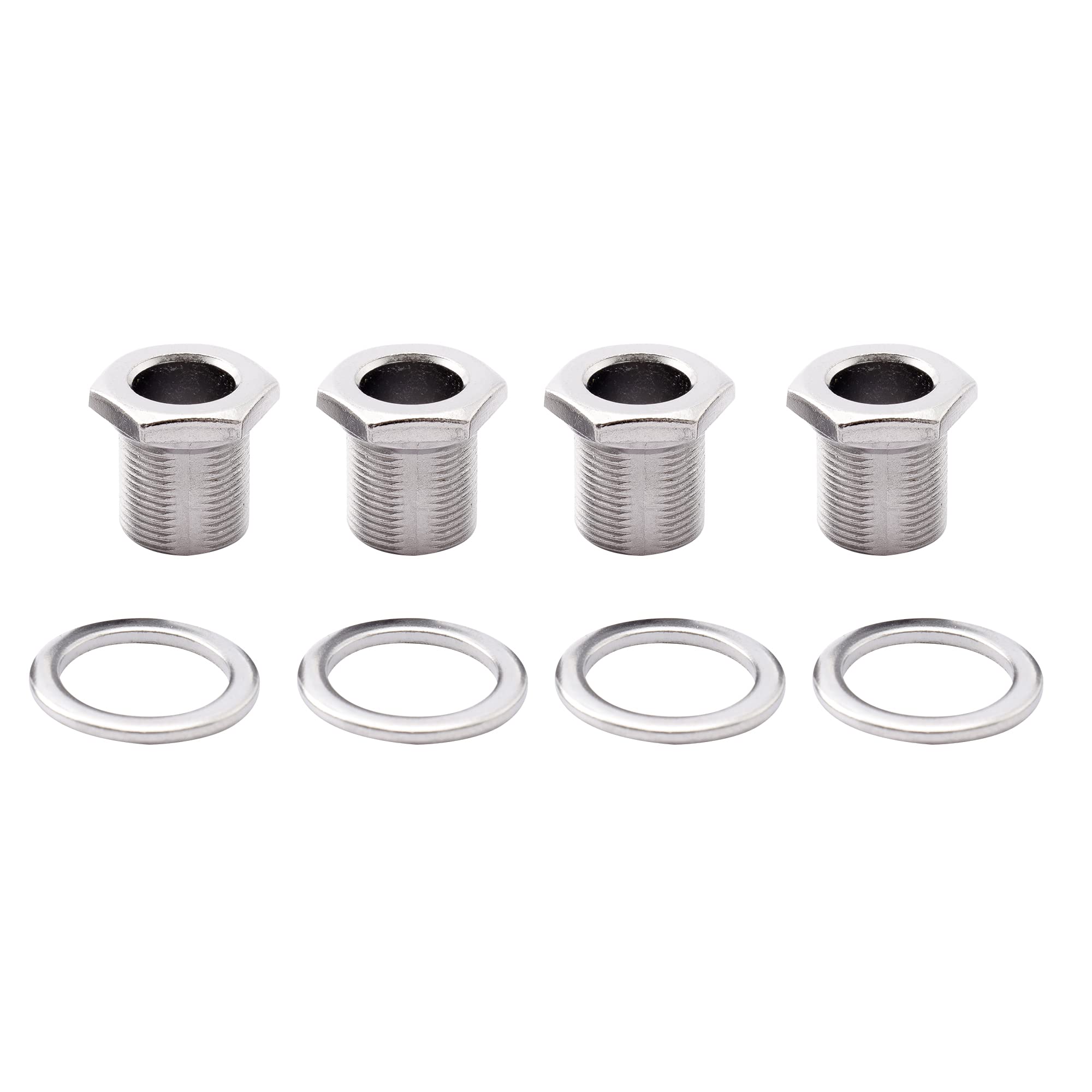 Musiclily Pro 15mm Bass Tuner Bushings and 19mm Washer for Electric Bass Sealed Tuning Pegs Machine Heads, Chrome (Set of 4)