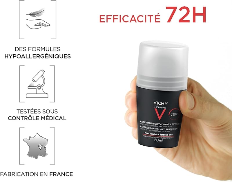 Homme Déodorant Anti-Transpirant Bille Contrôle Extrême 72h
