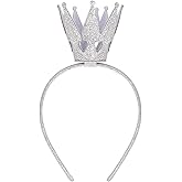 YARIEW Princess Crown Headbands for Women Silver Headband for Women Girls, Glitter Peach Crown Birthday Party Hair Band Prom Halloween