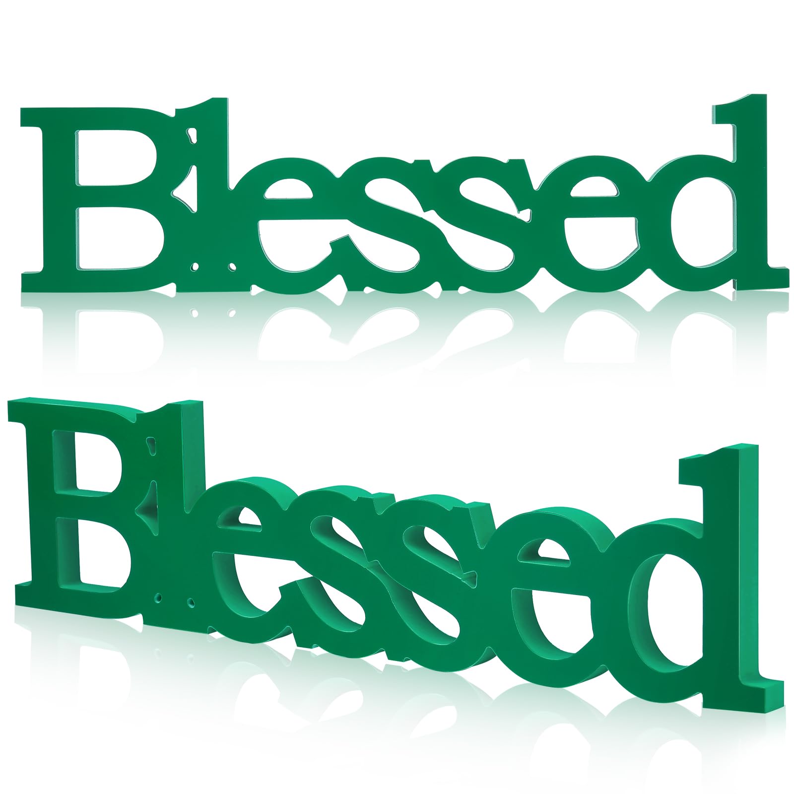 Blulu Blessed Letter Table Sign Blessed Standing Letter Table Sign Rustic Wooden Home Standing Decor for Valentine St. Patrick's Day Baby Shower First Communion Christening Decoration(Green)