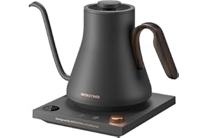 Electric Kettles, INTASTING Gooseneck Electric Kettle, ±1℉ Temperature Control, Stainless Steel Inner, Quick Heating, for Pour Over Coffee, Brew Tea, Boil Hot Water, 0.9L (Dark Grey)