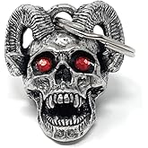 Bravo Bells Monster Skull Diamond Biker Bell – Motorcycle Guardian Keychain – Pewter Skull Accessory – Made in the USA