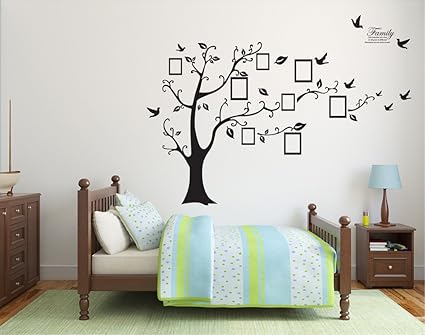 Luke and Lilly Black Tree with Frame Shape Hanging Wall Sticker(PVC Vinyl, 160 cm x 115 cm)
