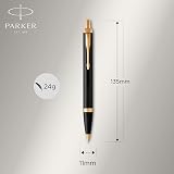 Parker IM Ballpoint Pen Black Lacquer Gold Trim Medium Point Blue Ink Gift Box view 3