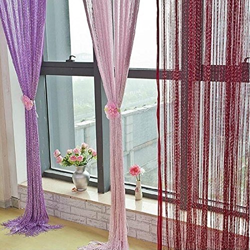 Curtain Valance - 200x100 Cm Modern Cute Flash Line Shiny Tassel String Door Curtain Window Room Divider Valance Home - Cream Curtains Green Long Crochet Silver Bathroom Mint Multicolor Gra