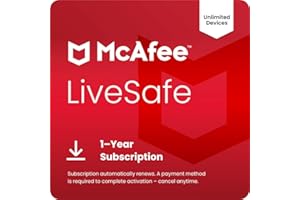 McAfee LiveSafe 2026 Ready Unlimited-Device | AntiVirus Software 2026 for PC, Secure VPN, Password Manager, Identity Monitoring | 1 Year Subscription Auto-Renewal