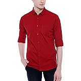 Dennis Lingo Men's Cotton Maroon Solid Casual Shirt