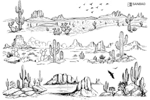 SANBAO STUDIO Ceramic Decals, Underglaze Transfer - Desert (Black)
