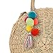Straw Bag Pompom Pendant Handbag Keychain Colorful Tassel Ornaments for Women