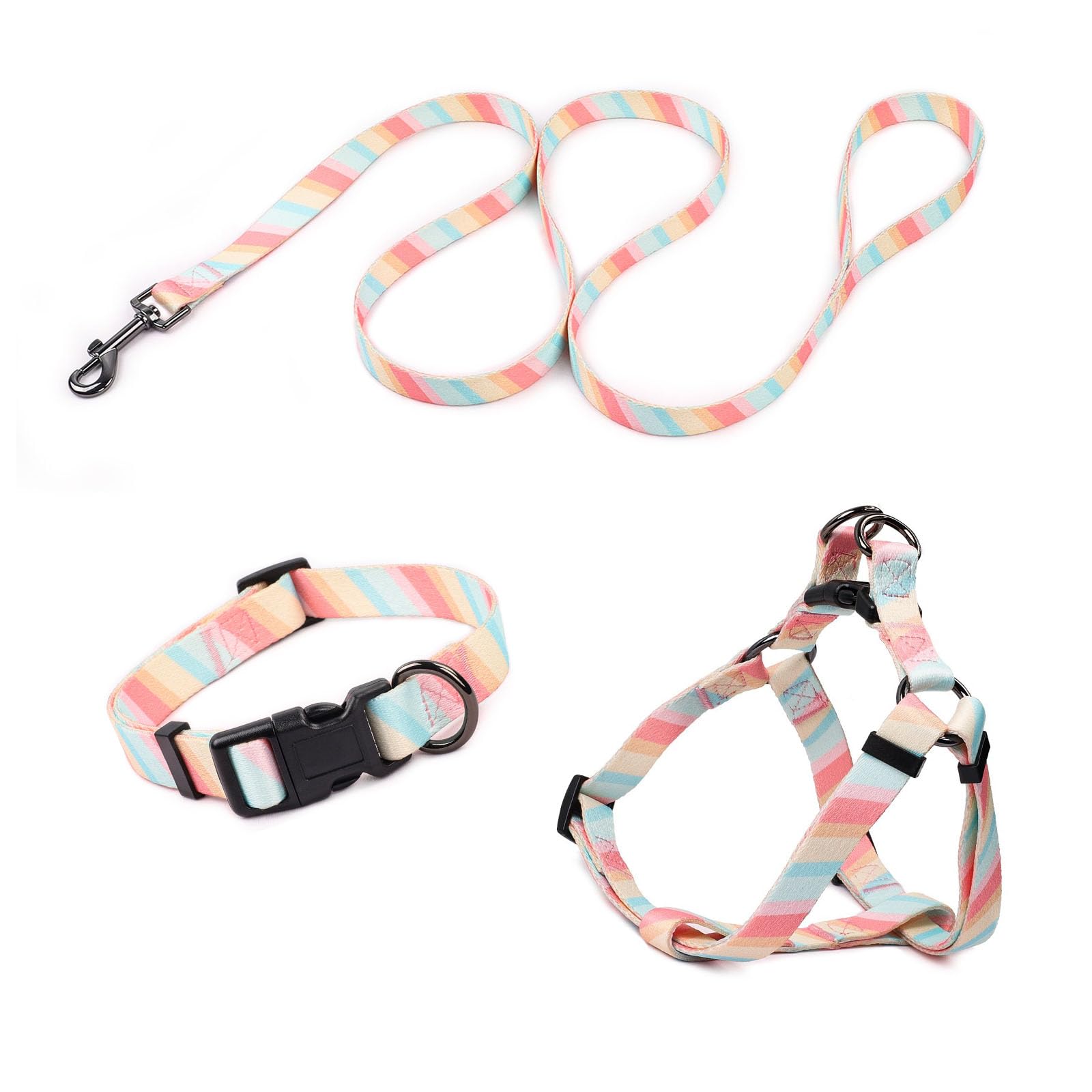 COSYHOMELONDON Dog Harness Leash Set, Breathable,Adjustable,Dog Lead and Harness No Pull Small Medium Large dog (Marshmallow, M)