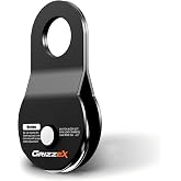 GRIZZEX 8.8T Heavy Duty Winch Snatch Block, 19,400 lbs Working Load, for Synthetic Rope or Steel Cable up to 1/2&rdquo;, Off-Road Recovery Pulley, Black