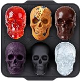 PinAmigos Silicone Skull Cake Pan with Metal Framed - 6 Cavity Skull Baking Pan & Silicone Mold for Halloween Parties & Baking Fun | Food-Safe Non-Stick Ice Cube Tray, Cupcake Maker