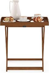 Furinno TIOMAN Outdoor Table, Foldable, Removable Tray, Natural Wood view 4