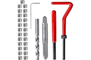 fixinus 30 Piece M8 x 1.25mm Thread Repair Insert Kit, Stainless Steel Thread Repair Kit Helicoil Coil Compatible Hand Tool Set for Auto Repair
