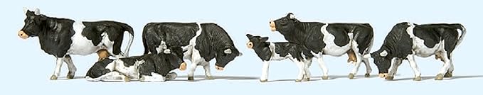 Amazon プライザー 牛 白黒 ホルスタイン種 6頭 塗装済完成品 Ho 1 87 プラモデル 通販