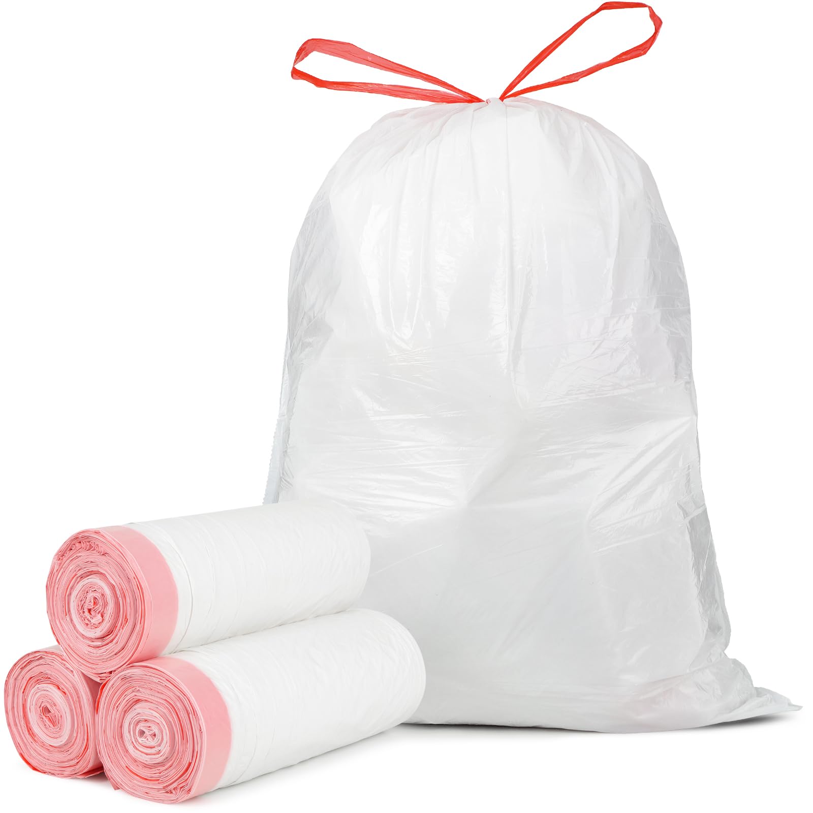Photo 1 of glasho Ultra Thick 15 Gallon Drawstring Trash Bags, 108 Count Heavy Duty Large Plastic Garbage Bag, Leak Proof Trash Can Liners for Tall Kitchen Home Office Lawn Outdoor, White