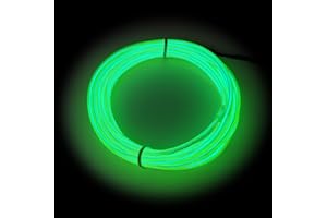 MaxLax EL Wire Lime Green, 9.8ft/3m Portable Battery Pack Neon Light Strip 360° Cuttable Glowing Rope Lights for Parties, Halloween, DIY Decoration