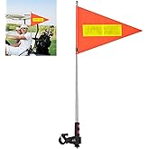 Golf Cart Flag Pole Reflective Orange Safety Flag 8.7 x 11.8 Inch Golf Cart Accessories 47.2 Inch Telescopic Pole Golf Cart Flag Mount Wheelchairs High Visibility
