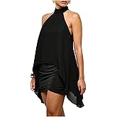 Verdusa Women's Halter Tank Tops Asymmetrical Sleeveless Dressy Casual Blouse Tunic Tops Loose Fit