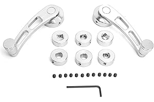 Klanata Window Crank, 2PCS Window Crank Handle Replacement Alloy Window Handle Riser Winder Crank Fit for Classic Car, Ergonomic Design for Easy Operation with Installation Tool (Silver)