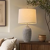 USumkky 24.5" Handcrafted Ceramic Table Lamp with 5FT Cord, Single Farmhouse Vintage Rustic Bedside Lighting for Living Room 