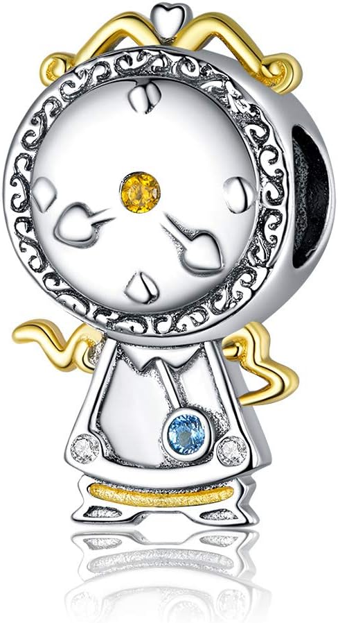ZiNuo Magic Lamp Charm Beads 925 Sterling Silver Charms Magic Blue Enamel Teapot Candlestick Clock Charms for Pandora Bracelets,Compatible with European Bracelet Woman DIY Jewellery