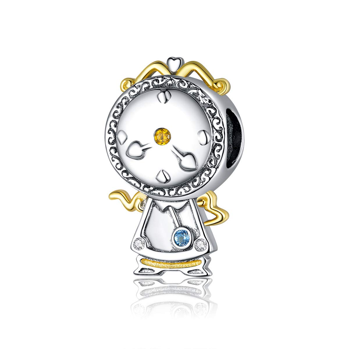 ZiNuo Magic Lamp Charm Beads 925 Sterling Silver Charms Magic Blue Enamel Teapot Candlestick Clock Charms for Pandora Bracelets,Compatible with European Bracelet Woman DIY Jewellery