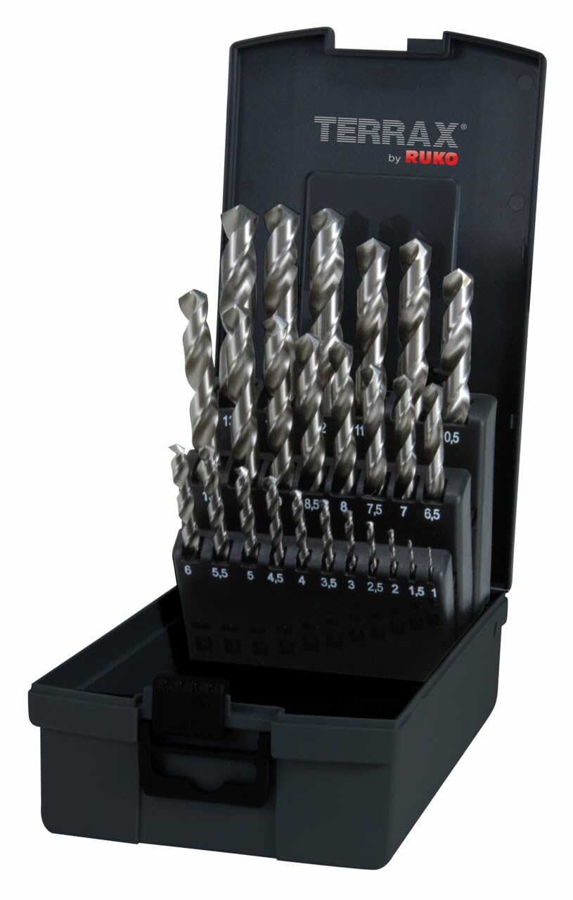 Terrax A2142 15RO G HSS Twist Drill Set in Plastic Case (ABS) Pack of 25