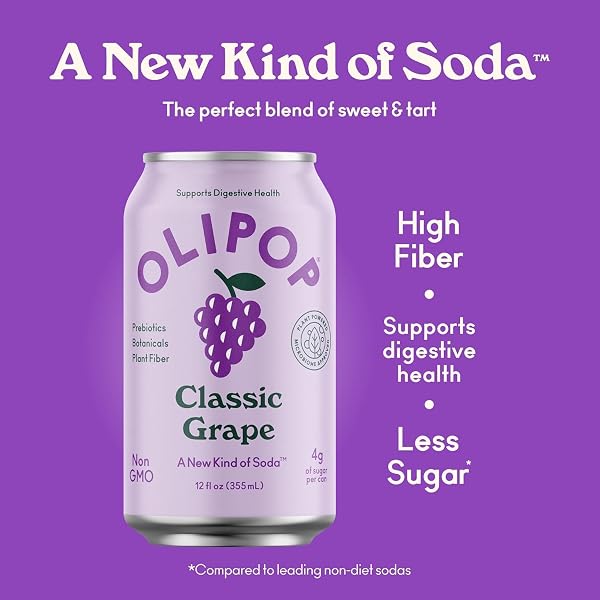OLIPOP CLASSIC GRAPE PREBIOTIC SODA SGL, 12 FZ