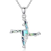 PROESS Caravaca Crucifix Orthodox Cross Necklace 925 Sterling Silver St Benedict Jesus St Brigid Cross Necklace Religion Pendant Jewelry Gifts for Men Women