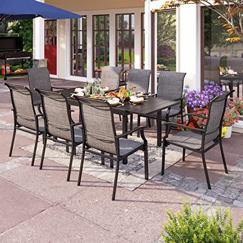 PHI VILLA 9 Piece Outdoor Dining Set for 8 Clearance, Patio Table and