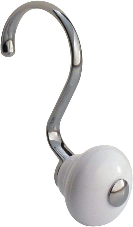 iDesign York Metal Shower Curtain Hooks, Rust Resistant Shower Hooks Rings for Kid's Bathroom, Guest Bathroom, Master Bathroom, Set of 12, White and Chrome,75371: Home & Kitchen