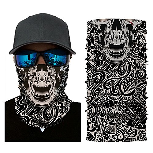 image for OWMEOT Men Women Headwear, Skull Face Mask, Magic Scarf, Neck Gaiter, 