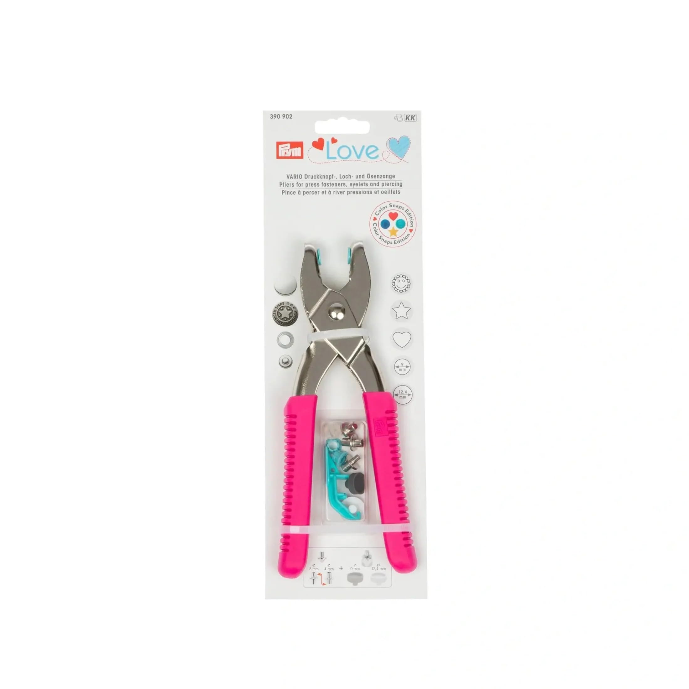 Prym Love Vario-Zange + Loch/Color Werkzeug kinderleichtes Befestigen von Druckknöpfe, Ösen, Jeans-Knöpfe und Nieten (pink)