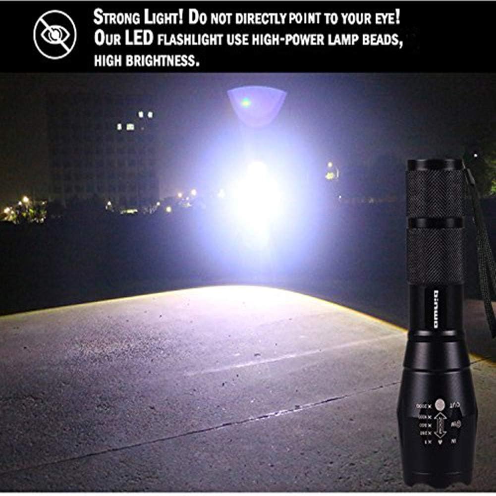 LED Tactical Flashlight, BINWO Super Bright High Lumen XML T6 LED Flashlights Portable Outdoor Water Resistant Torch Light Zoomable Flashlight with 5 Light Modes, 2 Pack - - 