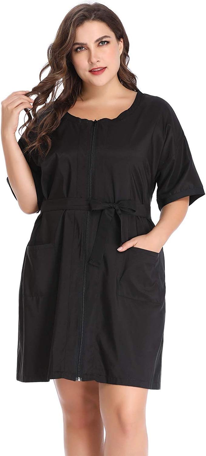 Barber Grooming Smock for Women, Black Smocks Uniform for Salon Hair Stylist, Dog Groomers, Nail Tech, Cosmetology, Esthetician, Massage