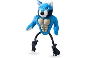 Calibonbon Durable Wolf Rope Dog Toy - Interactive Plush Toy for Aggressive Chewers - Tough Muscle Design with Squeaker - Perfect for Medium & Large Dogs