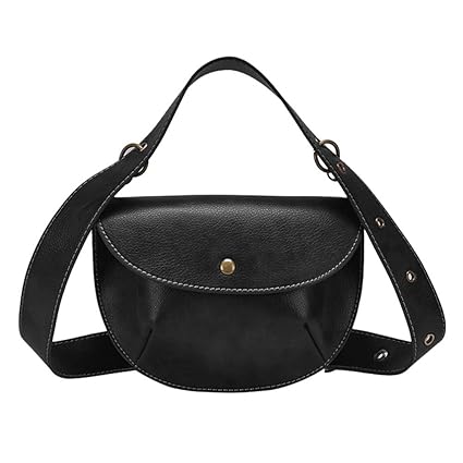 Childplaymate Women Leather Belt Waist Handbags Pouch Fanny Sling Crossbody Pack (Black)