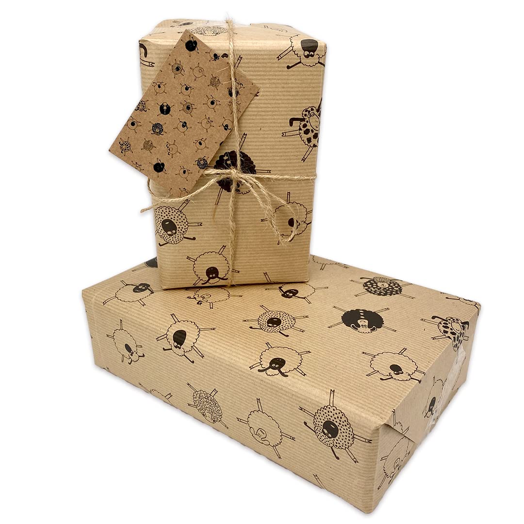 Sheep Wrapping Paper, 5 Sheet Pack of Luxury Sheep Gift Wrap