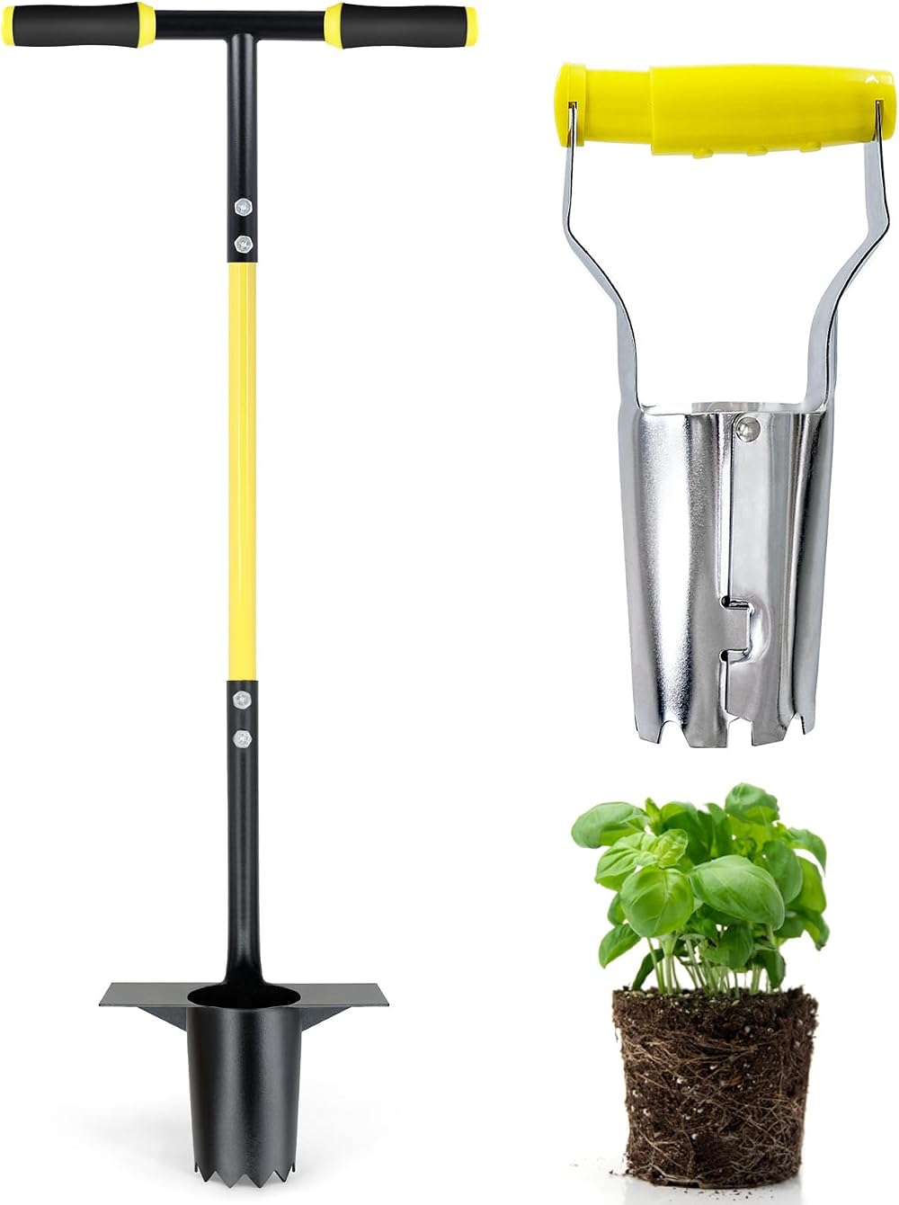Jardineer Bulb Planter Tool Set 3PCS with Long Handle & Gloves