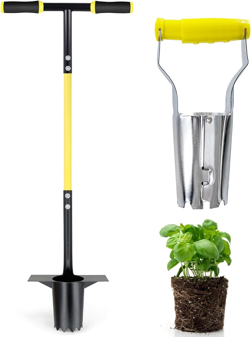 Jardineer Bulb Planter Tool Set 3PCS with Long Handle & Gloves
