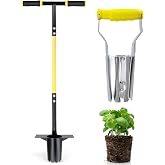 Jardineer Bulb Planter Tool, Long Handle Sod Plugger with Serrated Base, Automatic Soil Releasing Small Bulb Transplanter for Tulips, Daffodils, Lily