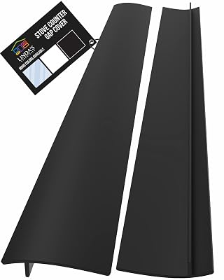 Linda’s Essentials Silicone Stove Gap Covers (2 Pack), Heat Resistant Oven Gap Filler Seals Gaps Between Stovetop and Counter, Easy to Clean Stove Gap Guard (25 Inches, Black)