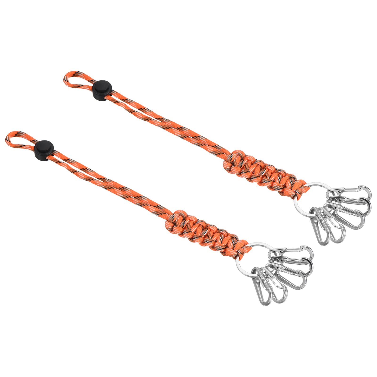 PATIKIL Badge Lanyard with Flat Key Ring Snap Hooks 11 Inch, 2Pcs Adjustable Braided Strap Cord Lock for Keys Wallets Outdoors, Camo Orange