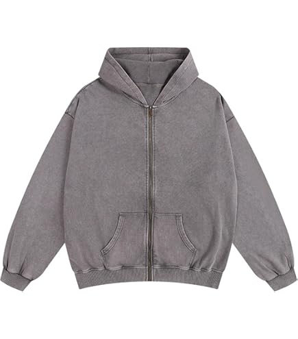 Amazon.com: Dynict Men's Zip-Up Hoodies Solid Hip-Hop Y2K Oversize