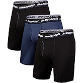 BAMBOO COOL Men's Long Boxer Briefs Performance Long Leg Sports Boxer Brief Underwear MultiPack