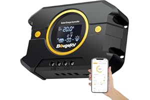 BougeRV Li 20A PWM Solar Charge Controller 12V 24V, Solar Panel Regulator w/Backlit Display, USB Port, Adjustable Parameter, for Lithium, AGM, SLD, Gel Battery, for RV, Off-Gird, Negative Ground