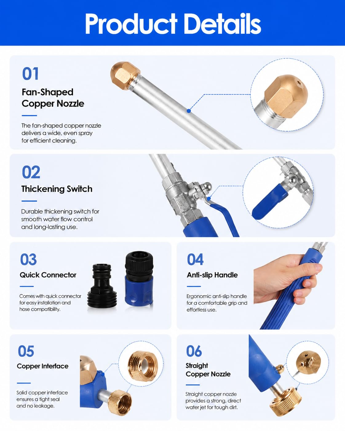 Condition photo showing New/Like New for upgraded jet nozzle power washer for garden hose, 2-in-1 jet nozzle high pressure hose nozzle with 2