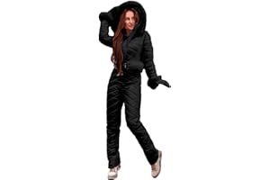 WQHNME Ski Suit for Women One Piece Snowsuit Waterproof Insulated Outdoor Sports Ski Jumpsuit Winter Snow Jackets Thermal Suit