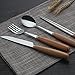 Fork Spoon Knife Chopsticks Set, Rerii Stainless Steel & Wood Cutlery Set, Portable Flatware Set, Travel Utensils Set with Carrying Case, Bag for Work, Outdoor Travel